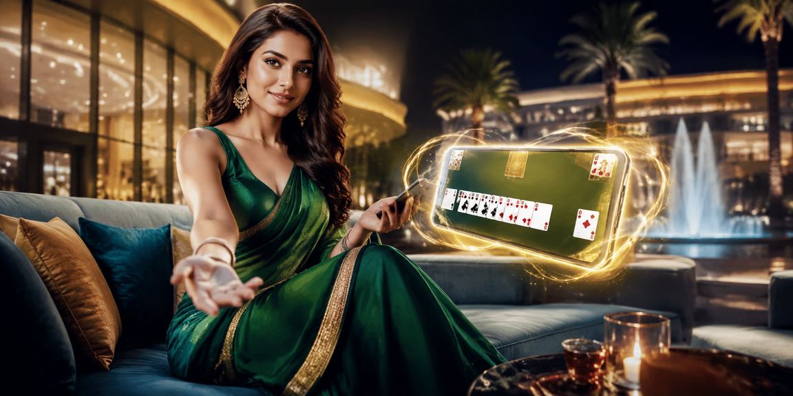 Professional young woman playing Rummy in traditional saree